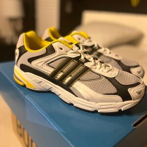 adidas White, Black & Yellow Thick Sole Sneakers